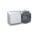 Блок-выкл. 1кл.+розетка с/з Schneider Electric Этюд IP44 серый