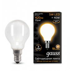 Лампа светодиодная шар E14 5w 2700K Filament Opal Gauss