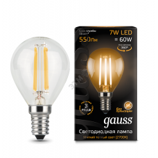 Лампа светодиодная шар E14 7w 2700K Filament Gauss