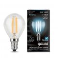 Лампа светодиодная шар E14 5w 4100K Filament Gauss