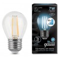 Лампа светодиодная шар E27 7w 4100K Filament GAUSS