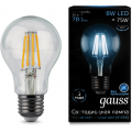 Лампа светодиодная A60 E27 8w 4100K Filament GAUSS