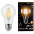 Лампа светодиодная A60 E27 8w 2700K Filament GAUSS