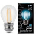 Лампа светодиодная шар E27 9w 4100K Filament GAUSS